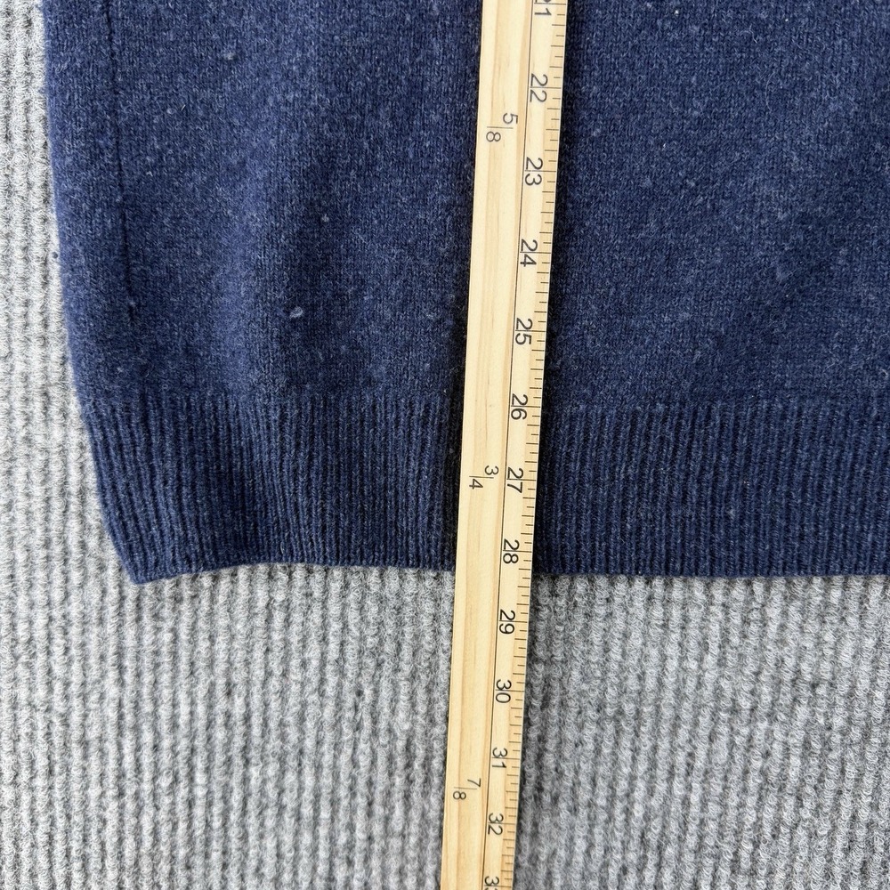 Merino Wool Sweater Mens XL Blue Mock Neck Italy Minimal Coastal Dad - Picture 6 of 8